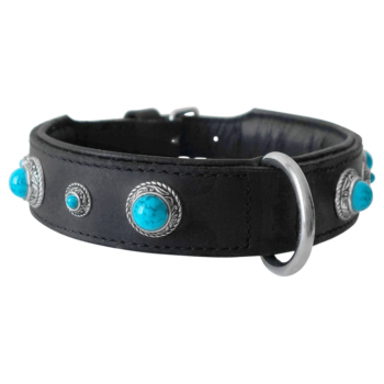 Hondenhalsband Leather Antique Turquoise 40 cm