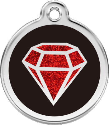 Hondenpenning luxe Glitter "Robijn"